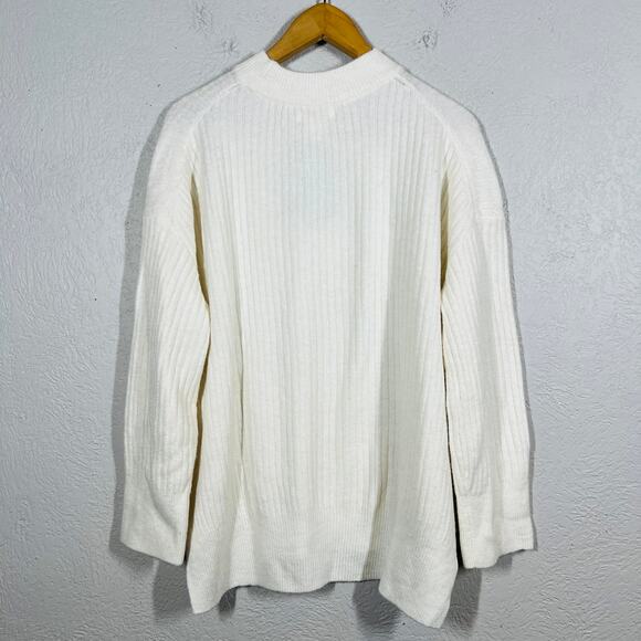NEW! H&M Eco Line Ribbed Knit Crewneck Sweater White Long Sleeve Casual - XS - Picture 4 of 4